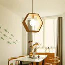 Geometric triangular hanging wooden lights dining room pendant pair by Decorbites