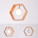 Geometric triangular hanging wooden lights dining room pendant pair by Decorbites