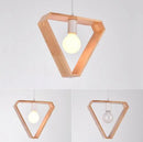 Geometric triangular hanging wooden lights dining room pendant pair by Decorbites