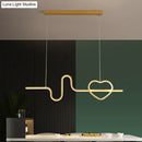 GobekUsa Heart and Line Island Metal Pendant Light - Artistic LED Ceiling Fixture for Dining Room
