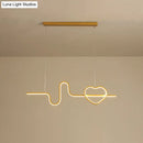 GobekUsa Heart and Line Island Metal Pendant Light - Artistic LED Ceiling Fixture for Dining Room