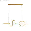GobekUsa Heart and Line Island Metal Pendant Light - Artistic LED Ceiling Fixture for Dining Room