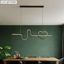 GobekUsa Heart and Line Island Metal Pendant Light - Artistic LED Ceiling Fixture for Dining Room