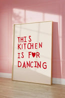 Modern gold framed heart red quote wall art set kitchen decor by Decorbites