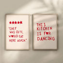 Modern gold framed heart red quote wall art set kitchen decor by Decorbites