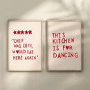Modern gold framed heart red quote wall art set kitchen decor by Decorbites