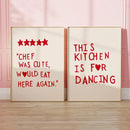 Modern gold framed heart red quote wall art set kitchen decor by Decorbites