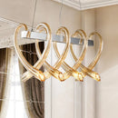GobekUsa Heart-Shaped Chrome Island Light: Minimalist 8-Head Amber Glass Pendant for Restaurants