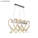 GobekUsa Heart-Shaped Chrome Island Light: Minimalist 8-Head Amber Glass Pendant for Restaurants