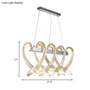 GobekUsa Heart-Shaped Chrome Island Light: Minimalist 8-Head Amber Glass Pendant for Restaurants