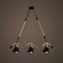 GobekUsa Hemp Rope Antique Hanging Lamp Chandelier in Black - Ideal for Restaurants and Islands
