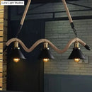 GobekUsa Hemp Rope Antique Hanging Lamp Chandelier in Black - Ideal for Restaurants and Islands
