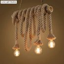 GobekUsa Hemp Rope Pendant Light: Industrial Island Lighting with Bamboo Tube in Flaxen