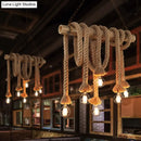 GobekUsa Hemp Rope Pendant Light: Industrial Island Lighting with Bamboo Tube in Flaxen
