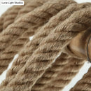 GobekUsa Hemp Rope Pendant Light: Industrial Island Lighting with Bamboo Tube in Flaxen
