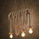 GobekUsa Hemp Rope Pendant Light: Industrial Island Lighting with Bamboo Tube in Flaxen
