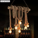 GobekUsa Hemp Rope Pendant Light: Industrial Island Lighting with Bamboo Tube in Flaxen