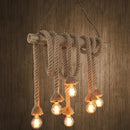 GobekUsa Hemp Rope Pendant Light: Industrial Island Lighting with Bamboo Tube in Flaxen