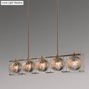 GobekUsa Hexagon Glass Ball Pendant Lamp - 5-Head Island Light Fixture with Brass Finish