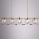 GobekUsa Hexagon Glass Ball Pendant Lamp - 5-Head Island Light Fixture with Brass Finish
