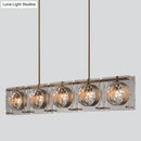 GobekUsa Hexagon Glass Ball Pendant Lamp - 5-Head Island Light Fixture with Brass Finish