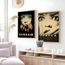 Retro scream horror movie wall art bedroom framed poster