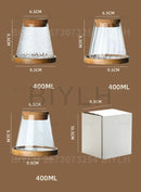 Modern clear glass flower pots with wood base living room planters by Decorbites