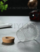 Modern clear glass flower pots with wood base living room planters by Decorbites