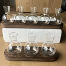 GobekUsa Hydroponic Glass Vase with Wooden Tray