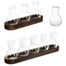 GobekUsa Hydroponic Glass Vase with Wooden Tray