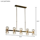 GobekUsa Ice Cube Crystal Pendant Light - Minimalist Gold Dining Room Island Lamp (5/10 Heads)