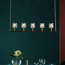 GobekUsa Ice Cube Crystal Pendant Light - Minimalist Gold Dining Room Island Lamp (5/10 Heads)
