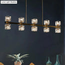 GobekUsa Ice Cube Crystal Pendant Light - Minimalist Gold Dining Room Island Lamp (5/10 Heads)