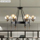 GobekUsa Industrial 6-Light Clear Glass Globe Chandelier with Clock Detail - Modern Pendant Light for Living Room