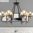 GobekUsa Industrial 6-Light Clear Glass Globe Chandelier with Clock Detail - Modern Pendant Light for Living Room