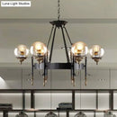 GobekUsa Industrial 6-Light Clear Glass Globe Chandelier with Clock Detail - Modern Pendant Light for Living Room