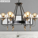 GobekUsa Industrial 6-Light Clear Glass Globe Chandelier with Clock Detail - Modern Pendant Light for Living Room