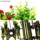 GobekUsa Industrial 6-Light Green Glass Wine Bottle Chandelier: Dining Room Pendant Lighting with Floral Design