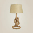GobekUsa Industrial Barrel Desk Lamp with Coarse Knots Rope Base - Fabric White, 1 Head - Perfect for Living Room