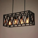 GobekUsa Industrial Black Iron Pendant Light with Rectangle Frame - Perfect for Restaurants and Hanging Over Islands