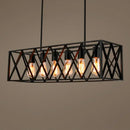 GobekUsa Industrial Black Iron Pendant Light with Rectangle Frame - Perfect for Restaurants and Hanging Over Islands
