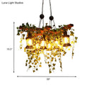 GobekUsa Industrial Black Metal Lantern Island Light - 8-Lights Hanging Lamp with Plant Decoration