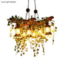 GobekUsa Industrial Black Metal Lantern Island Light - 8-Lights Hanging Lamp with Plant Decoration