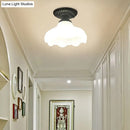 GobekUsa Industrial Black Semi Flush Ceiling Light with Milky Glass Shade – Perfect for Gallery