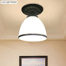 GobekUsa Industrial Black Semi Flush Ceiling Light with Milky Glass Shade – Perfect for Gallery