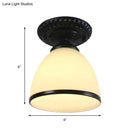 GobekUsa Industrial Black Semi Flush Ceiling Light with Milky Glass Shade – Perfect for Gallery