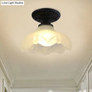 GobekUsa Industrial Black Semi Flush Ceiling Light with Milky Glass Shade – Perfect for Gallery