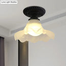 GobekUsa Industrial Black Semi Flush Ceiling Light with Milky Glass Shade – Perfect for Gallery