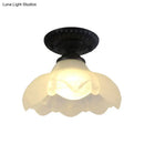 GobekUsa Industrial Black Semi Flush Ceiling Light with Milky Glass Shade – Perfect for Gallery