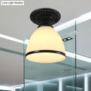 GobekUsa Industrial Black Semi Flush Ceiling Light with Milky Glass Shade – Perfect for Gallery